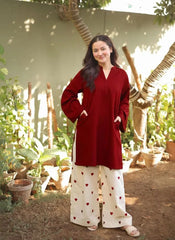 Women’s Heart Printed Summer Linen 2-Piece Flapper Suit
