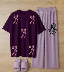2 Pcs Women's Stitched Jersey Printed Night Suit