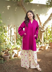 Women’s Heart Printed Summer Linen 2-Piece Flapper Suit
