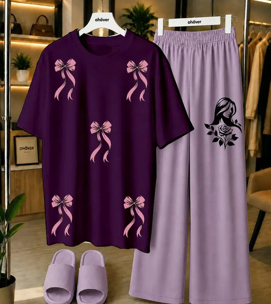 2 Pcs Women's Stitched Jersey Printed Night Suit