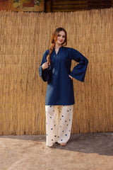 Women’s Heart Printed Summer Linen 2-Piece Flapper Suit