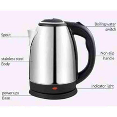 Cordless Electric Kettle 1500W 2L Stainless Steel Black Handle