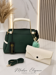 Green White Gucci Handbag Set with Clutch